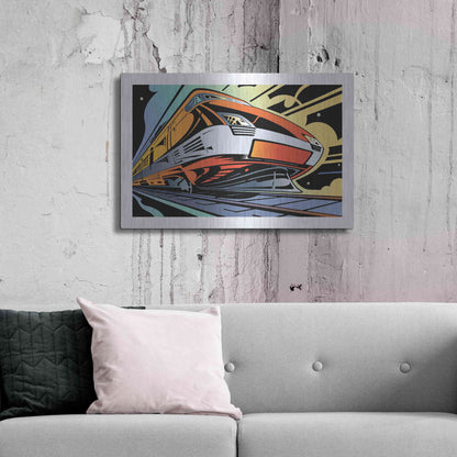 Luxe Metal Art 'Train-High Speed' by David Chestnutt, Metal Wall Art,36x24