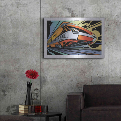 Luxe Metal Art 'Train-High Speed' by David Chestnutt, Metal Wall Art,36x24