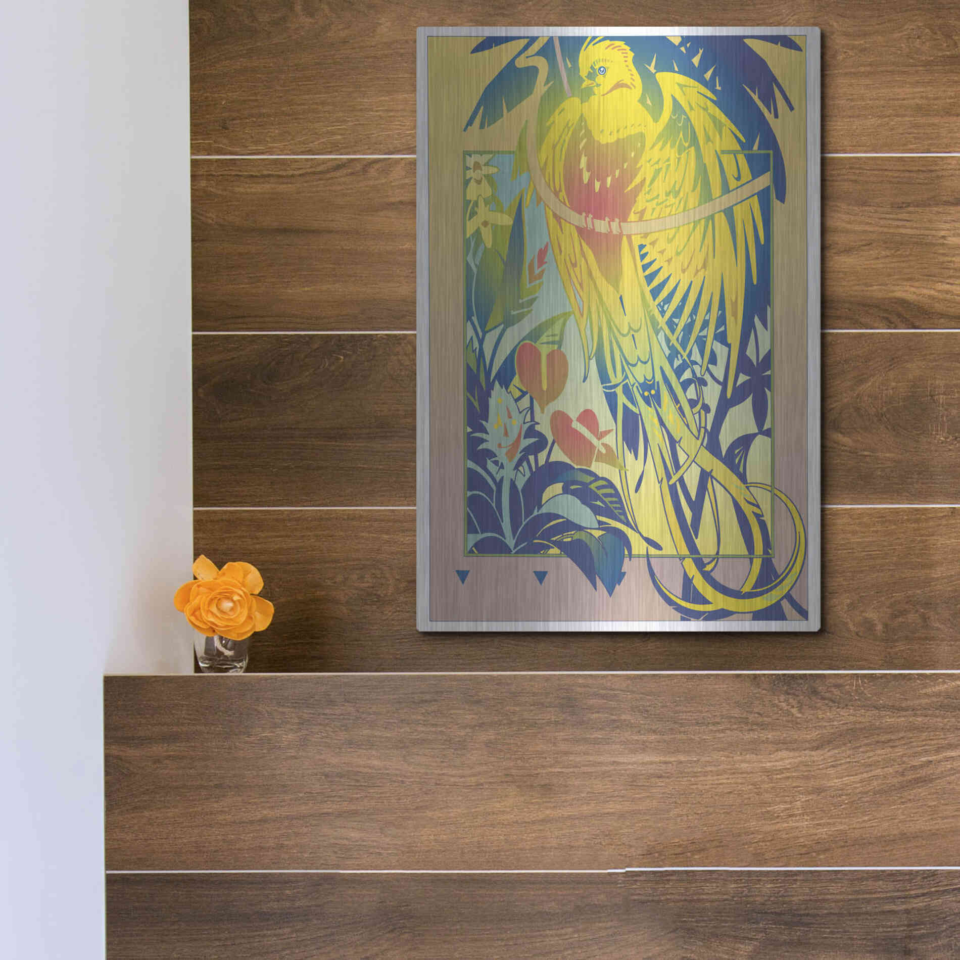 Luxe Metal Art 'Tropical Garden' by David Chestnutt, Metal Wall Art,12x16