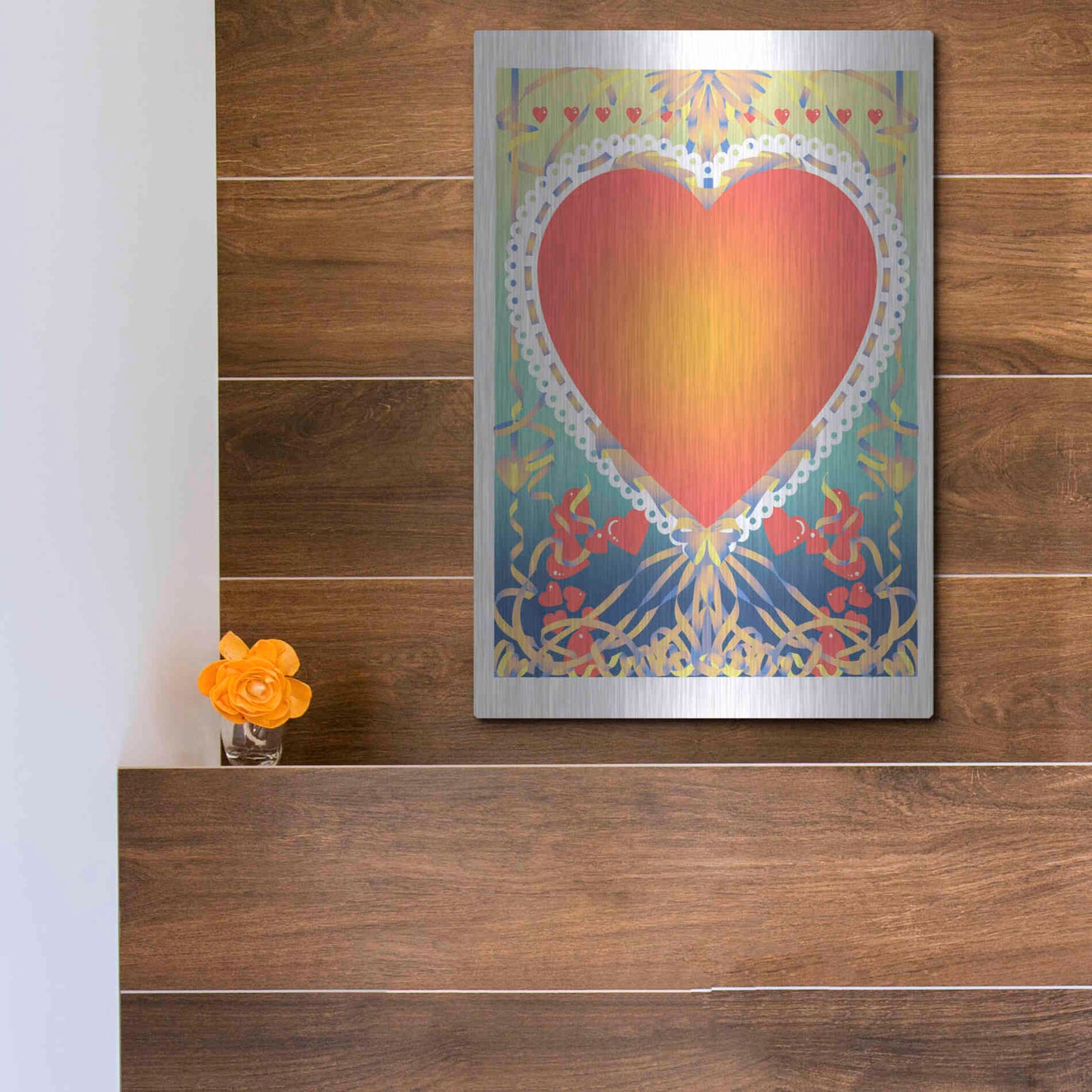 Luxe Metal Art 'Valentine Heart' by David Chestnutt, Metal Wall Art,12x16