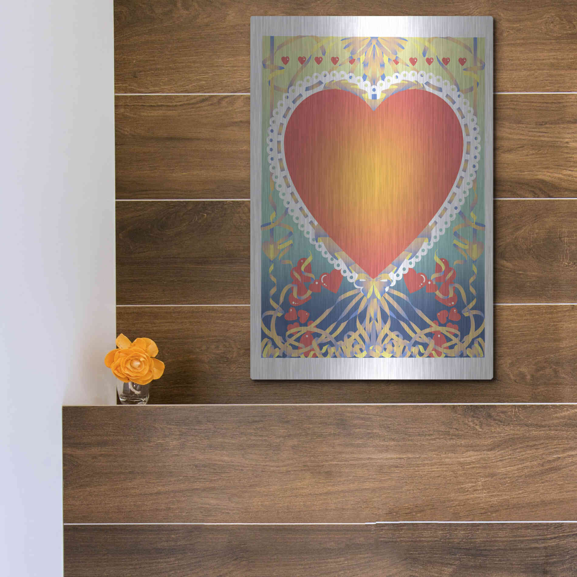 Luxe Metal Art 'Valentine Heart' by David Chestnutt, Metal Wall Art,12x16