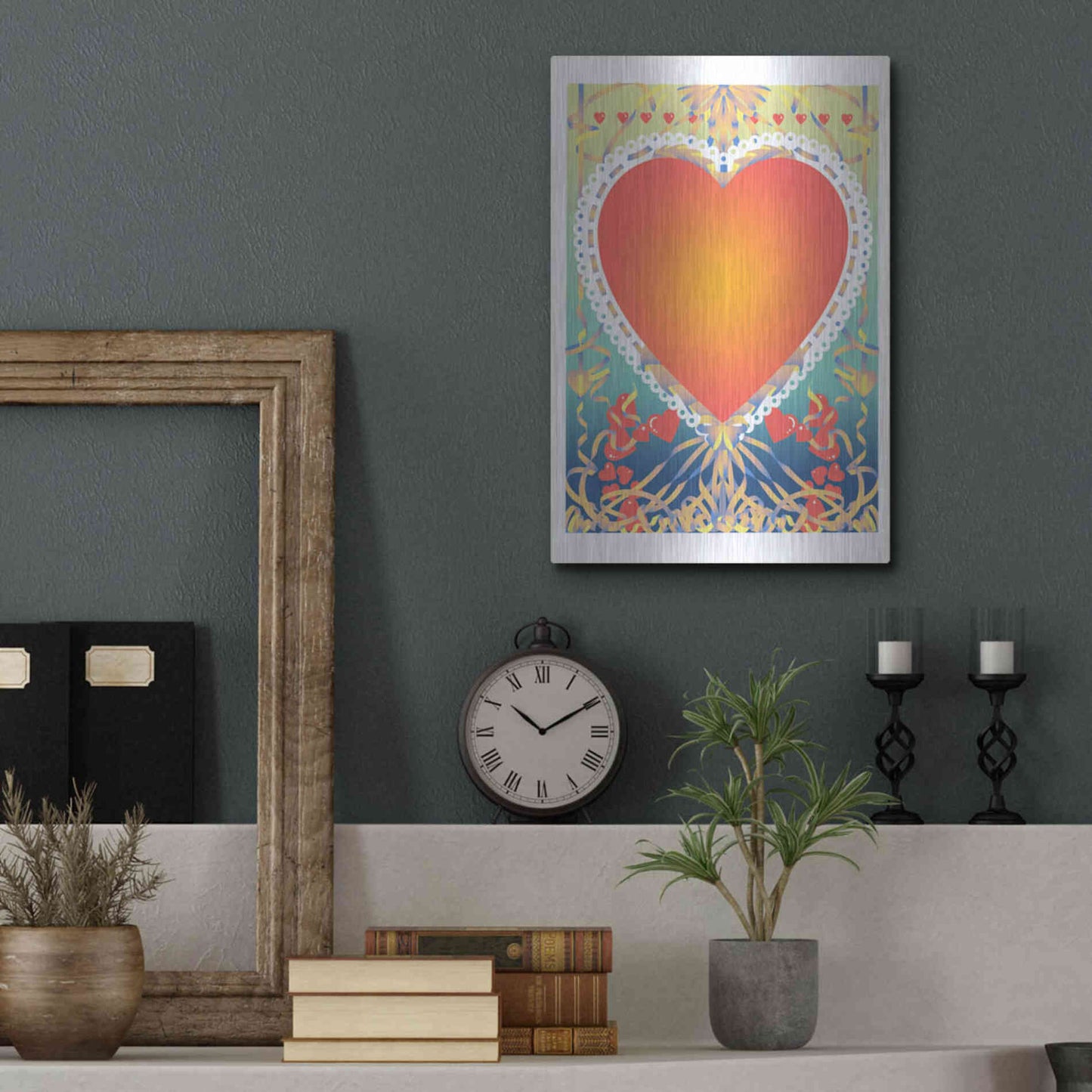 Luxe Metal Art 'Valentine Heart' by David Chestnutt, Metal Wall Art,12x16
