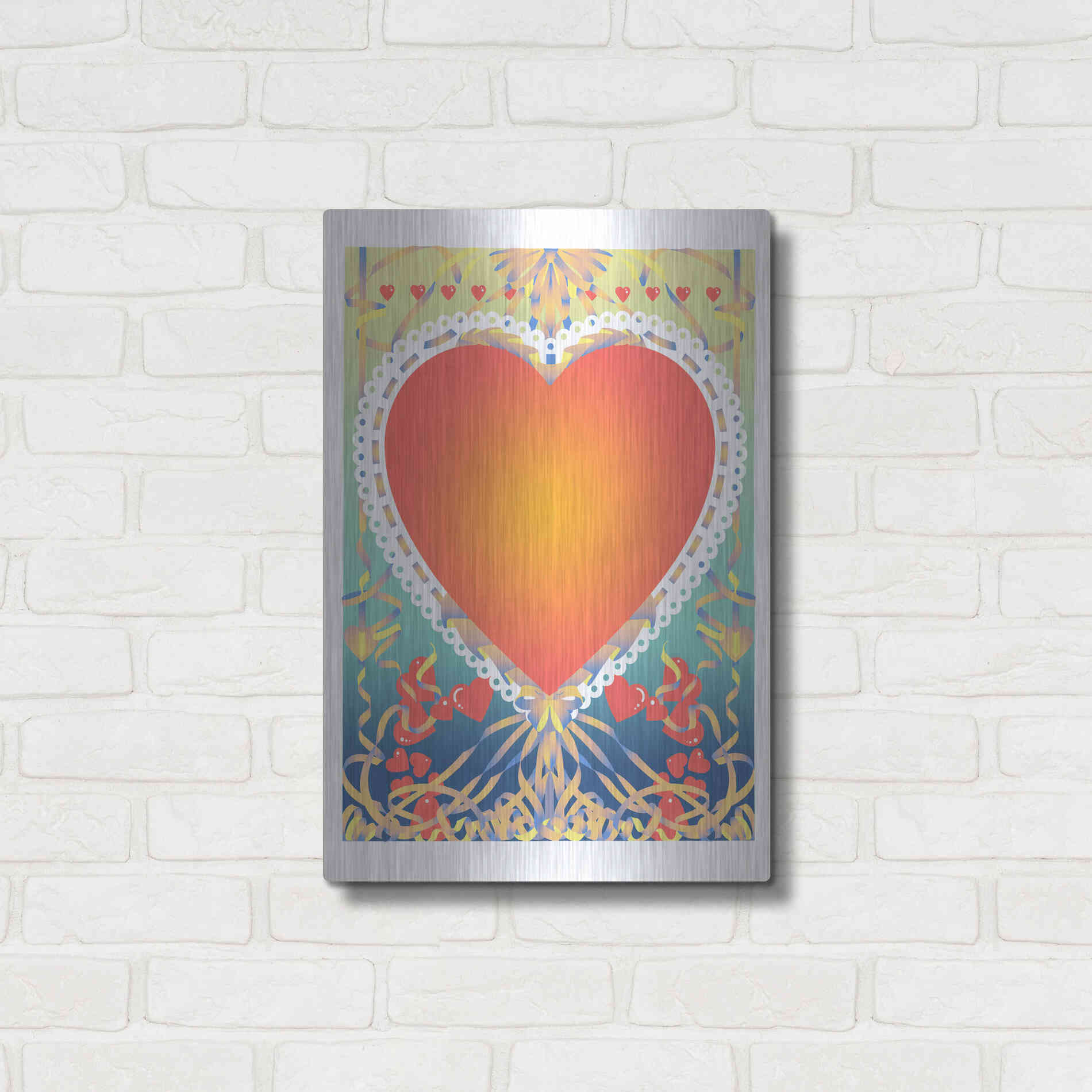 Luxe Metal Art 'Valentine Heart' by David Chestnutt, Metal Wall Art,16x24