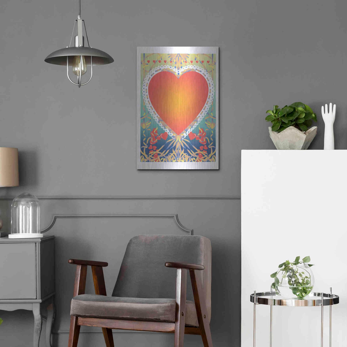 Luxe Metal Art 'Valentine Heart' by David Chestnutt, Metal Wall Art,16x24
