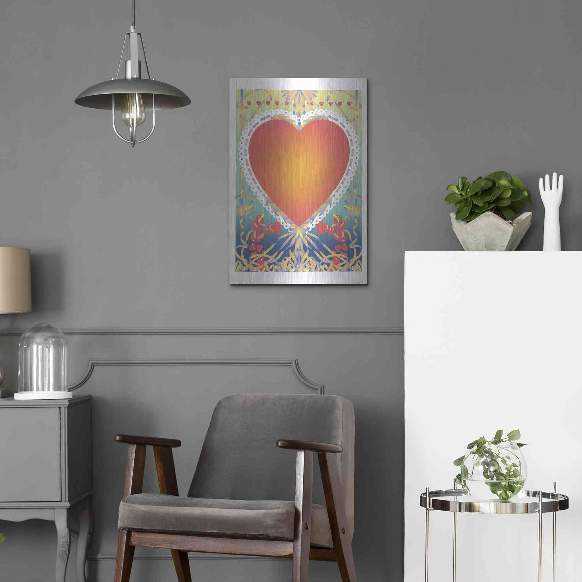 Luxe Metal Art 'Valentine Heart' by David Chestnutt, Metal Wall Art,16x24