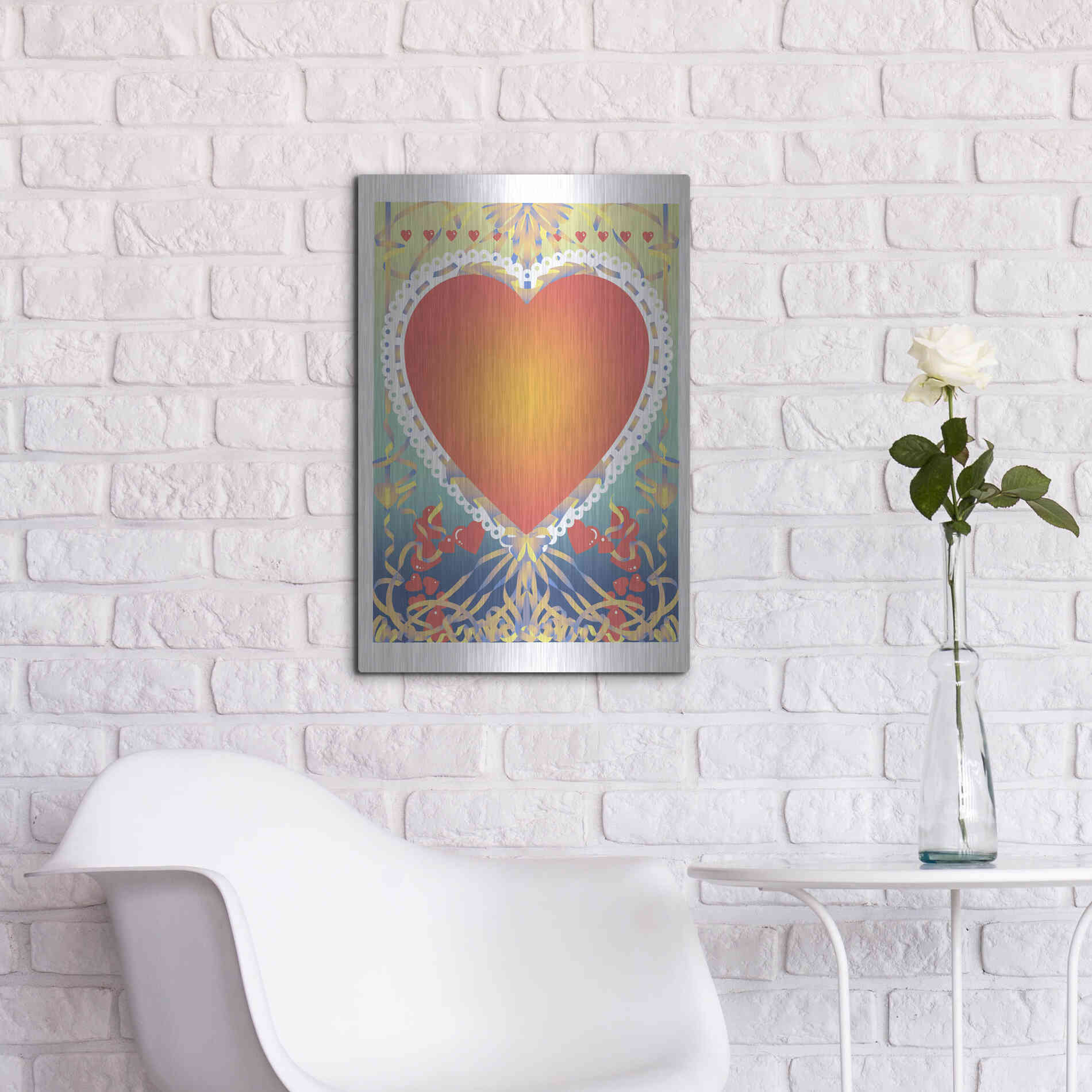 Luxe Metal Art 'Valentine Heart' by David Chestnutt, Metal Wall Art,16x24
