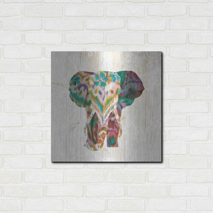 Luxe Metal Art 'Boho Paisley Elephant III' by Danhui Nai, Metal Wall Art,24x24
