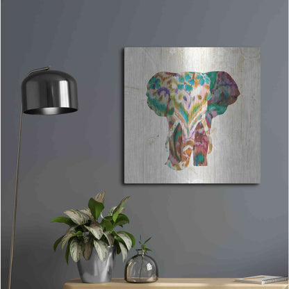 Luxe Metal Art 'Boho Paisley Elephant III' by Danhui Nai, Metal Wall Art,24x24