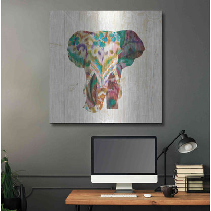 Luxe Metal Art 'Boho Paisley Elephant III' by Danhui Nai, Metal Wall Art,36x36