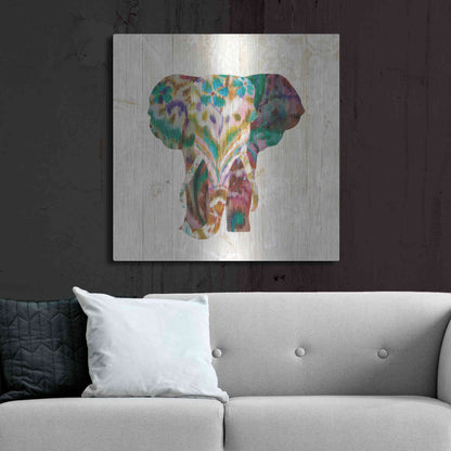 Luxe Metal Art 'Boho Paisley Elephant III' by Danhui Nai, Metal Wall Art,36x36