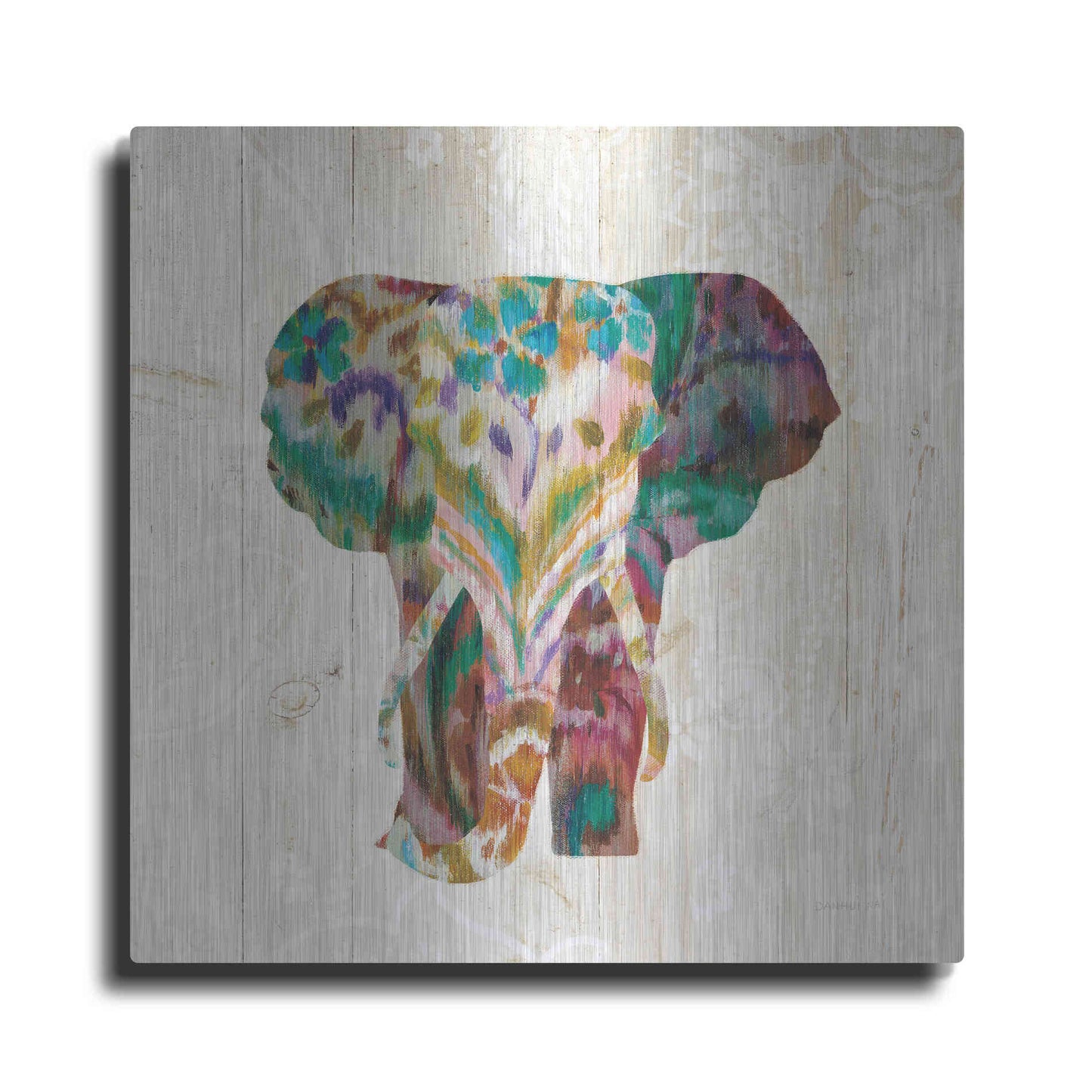 Luxe Metal Art 'Boho Paisley Elephant III' by Danhui Nai, Metal Wall Art