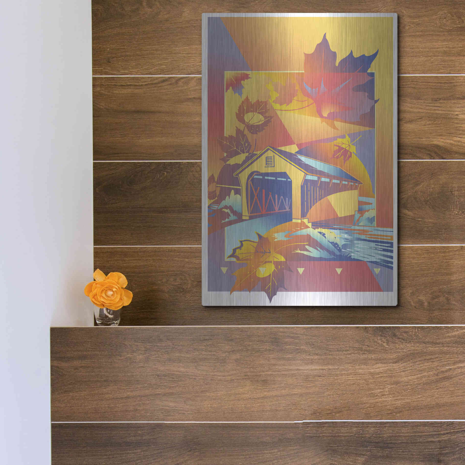 Luxe Metal Art 'Vermont' by David Chestnutt, Metal Wall Art,12x16