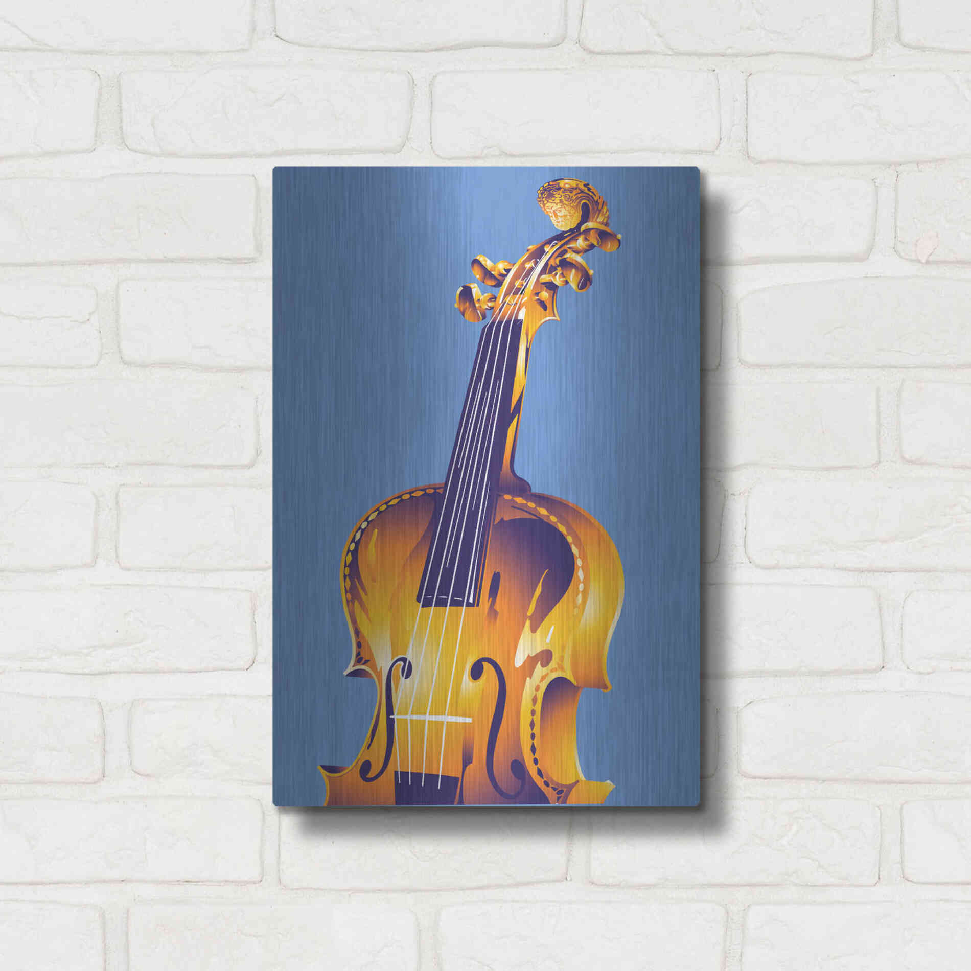 Luxe Metal Art 'Violin' by David Chestnutt, Metal Wall Art,12x16