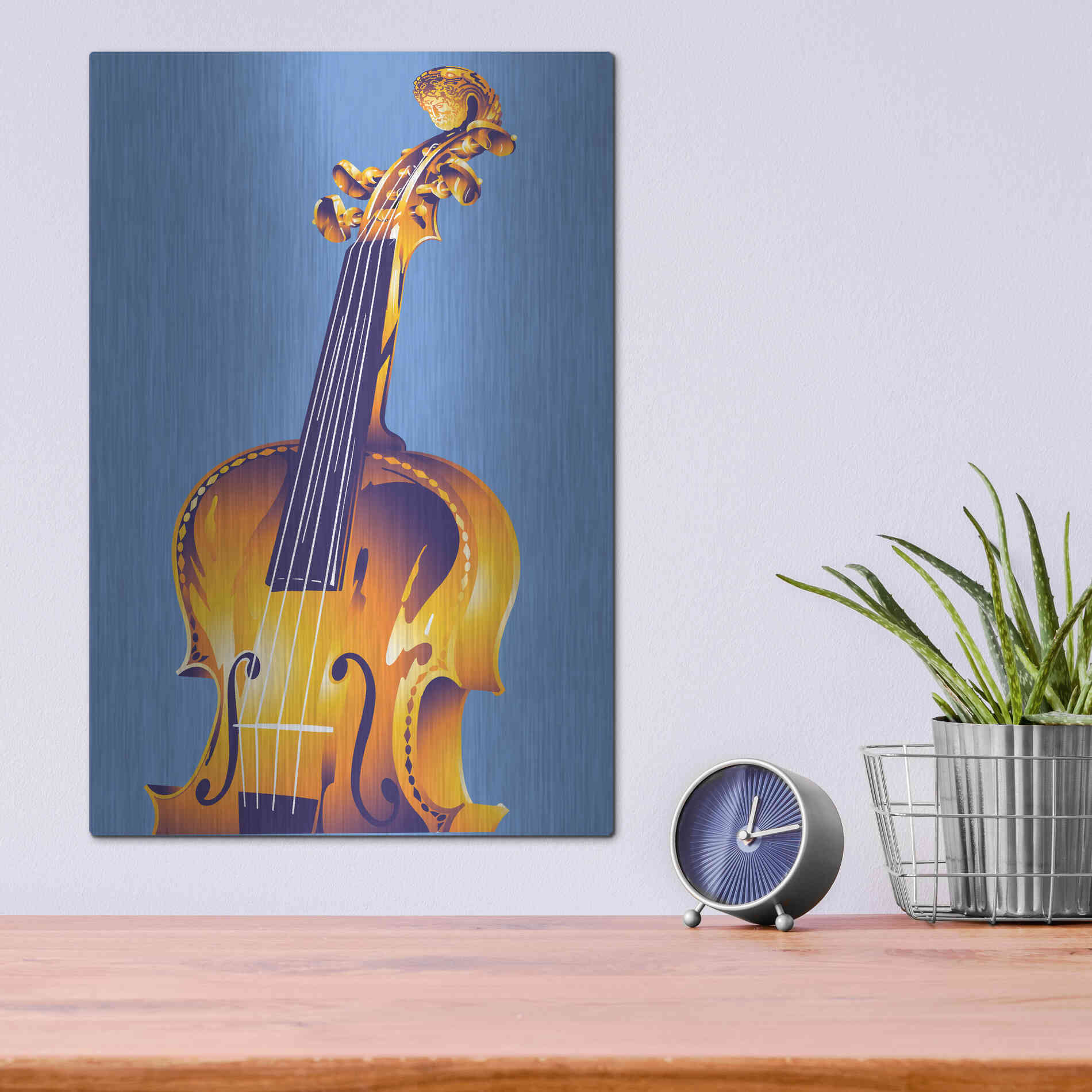 Luxe Metal Art 'Violin' by David Chestnutt, Metal Wall Art,12x16