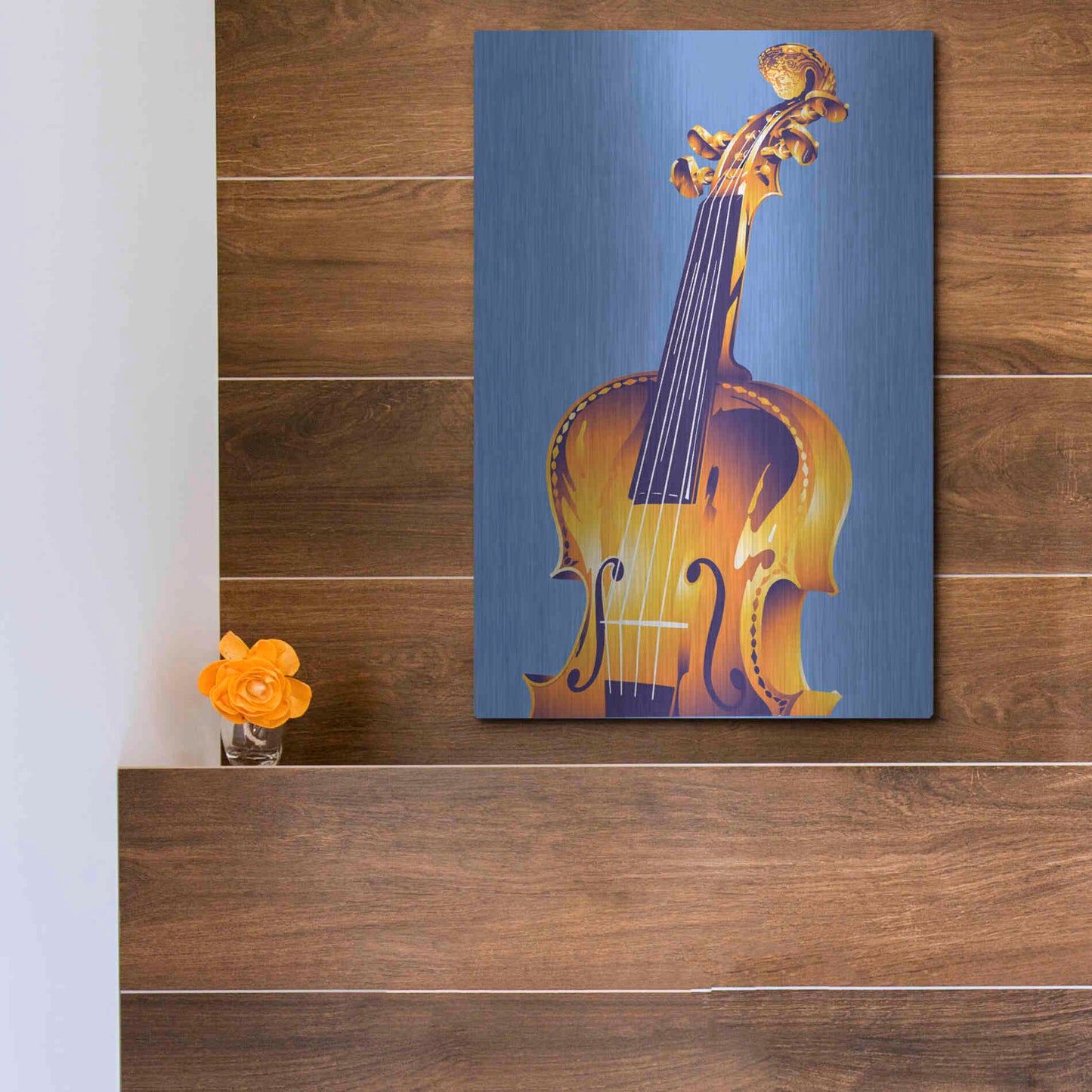 Luxe Metal Art 'Violin' by David Chestnutt, Metal Wall Art,12x16