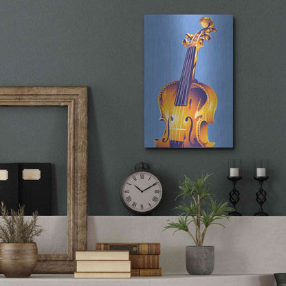 Luxe Metal Art 'Violin' by David Chestnutt, Metal Wall Art,12x16