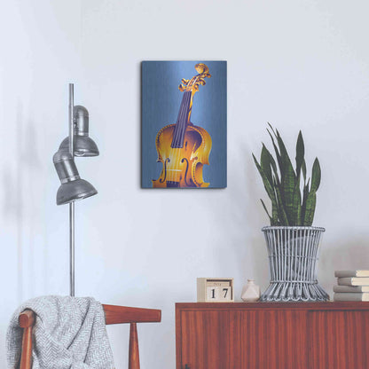 Luxe Metal Art 'Violin' by David Chestnutt, Metal Wall Art,16x24