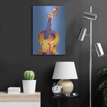 Luxe Metal Art 'Violin' by David Chestnutt, Metal Wall Art,16x24