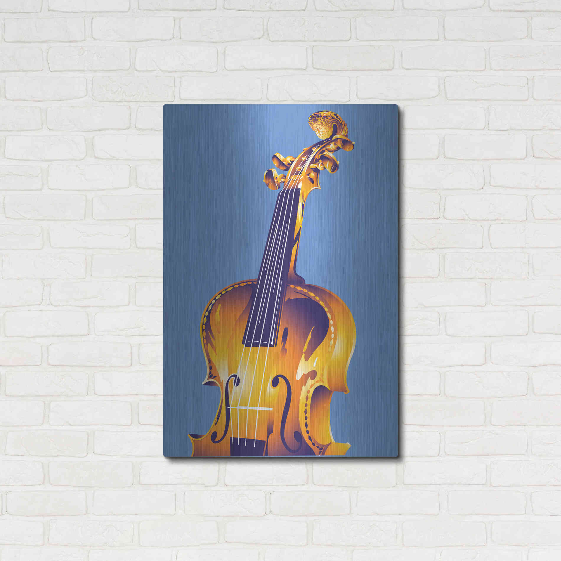 Luxe Metal Art 'Violin' by David Chestnutt, Metal Wall Art,24x36