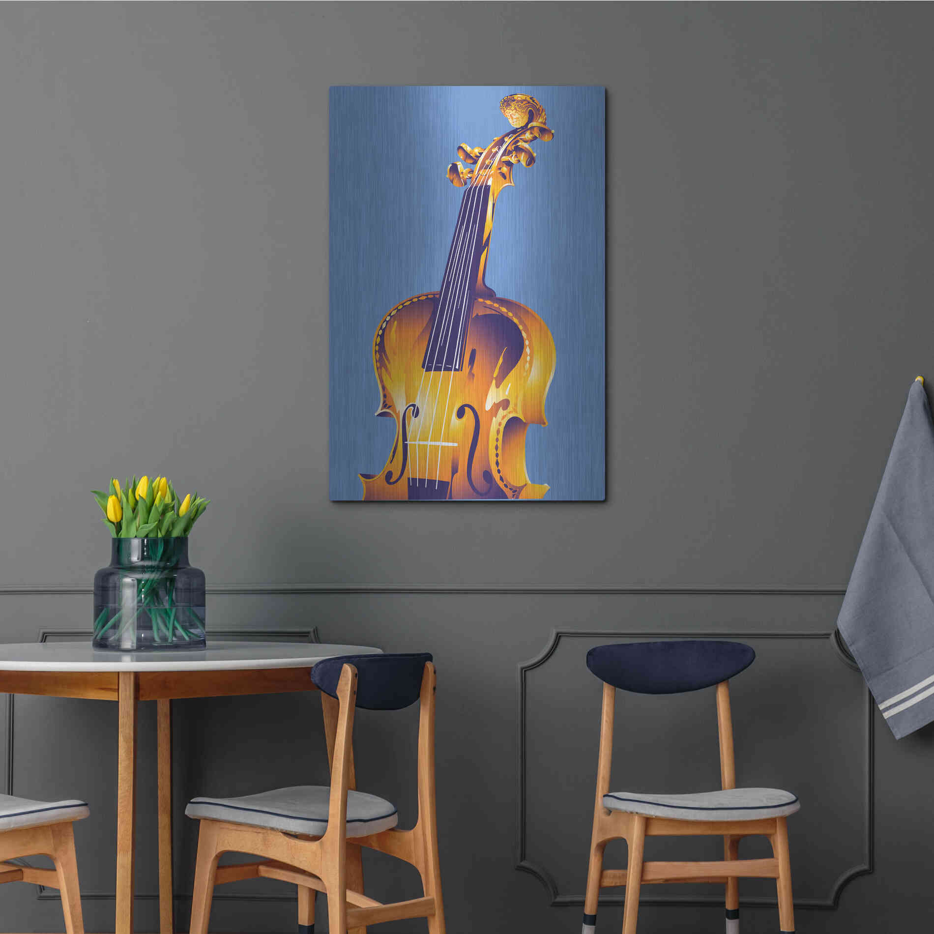 Luxe Metal Art 'Violin' by David Chestnutt, Metal Wall Art,24x36