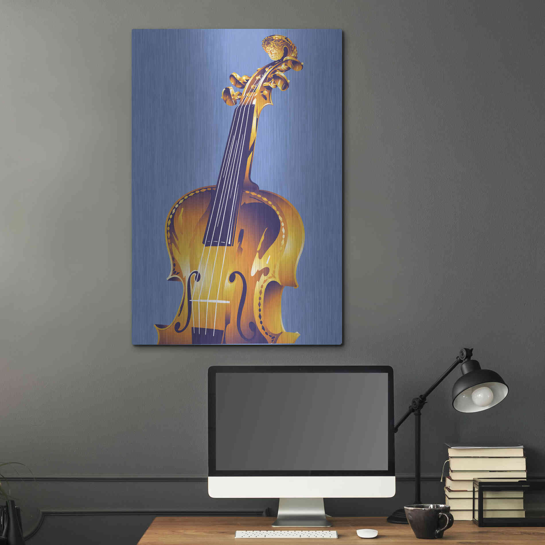 Luxe Metal Art 'Violin' by David Chestnutt, Metal Wall Art,24x36