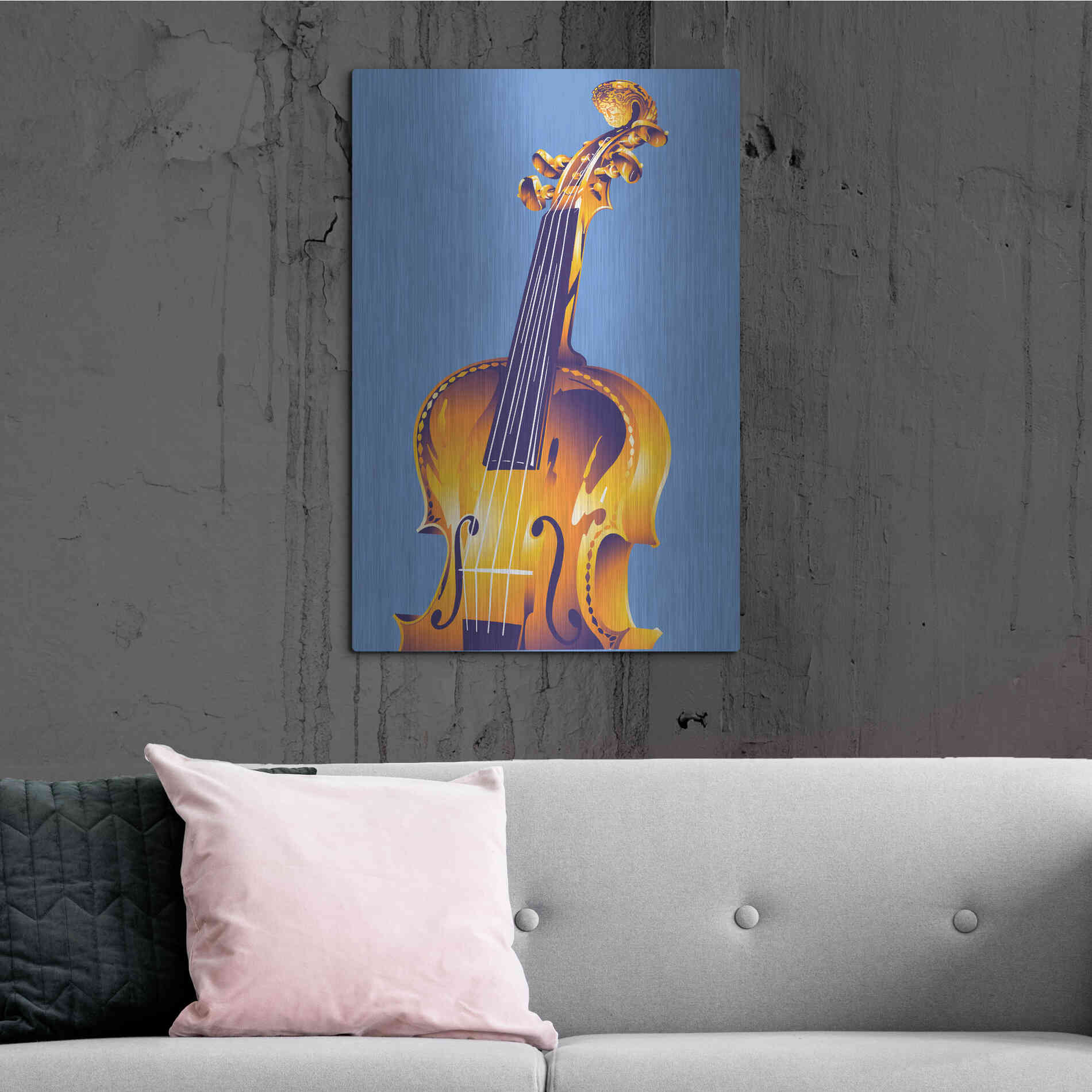 Luxe Metal Art 'Violin' by David Chestnutt, Metal Wall Art,24x36