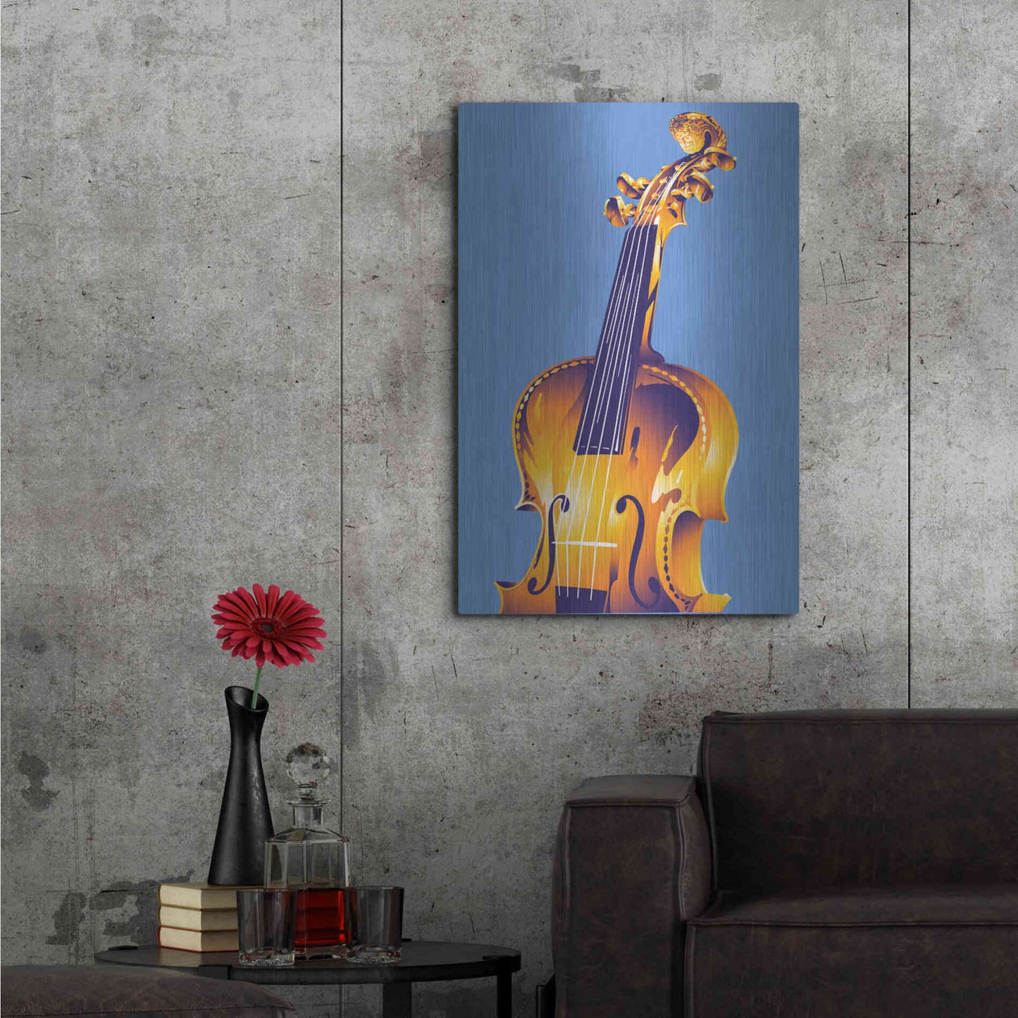 Luxe Metal Art 'Violin' by David Chestnutt, Metal Wall Art,24x36