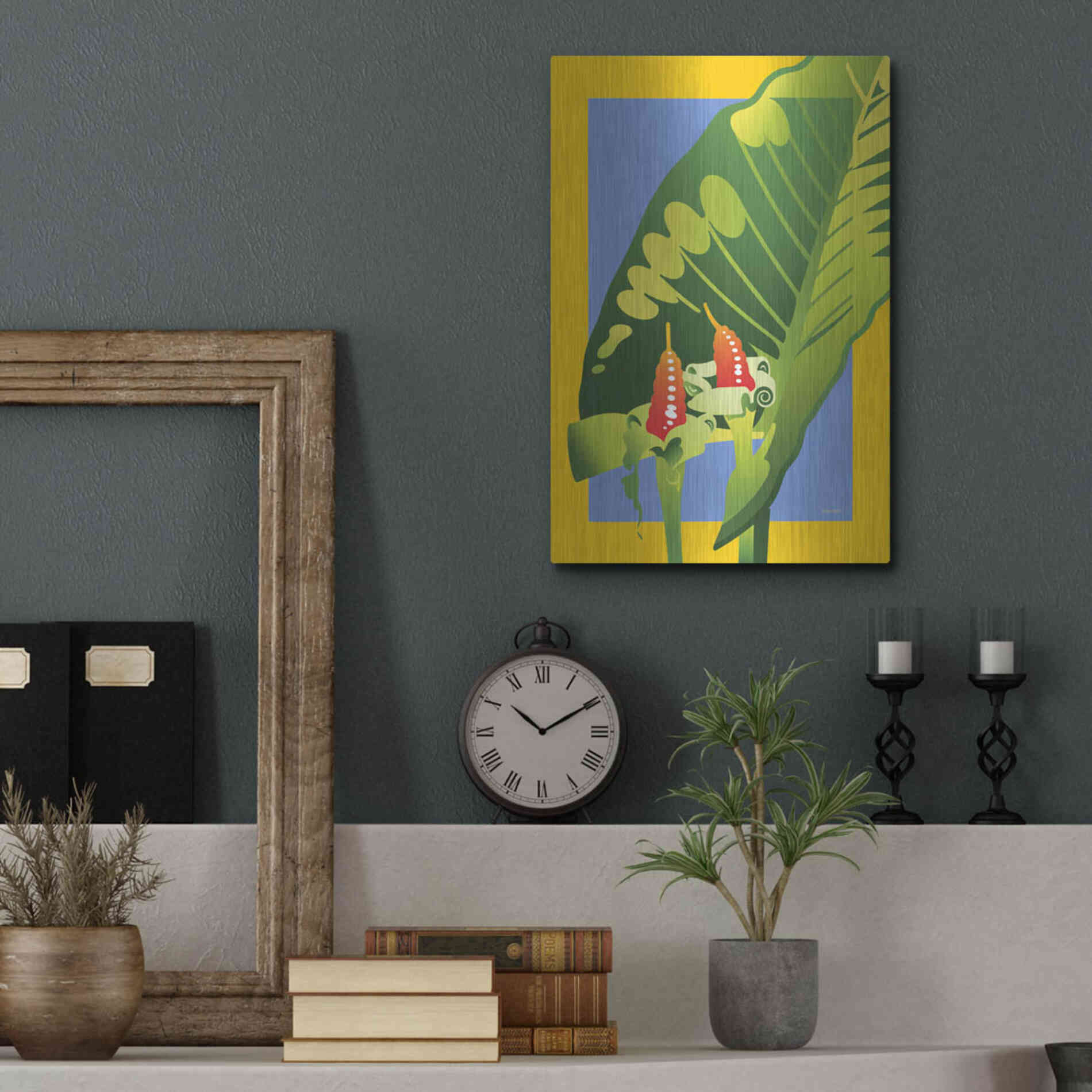 Luxe Metal Art 'Alocasia' by David Chestnutt, Metal Wall Art,12x16