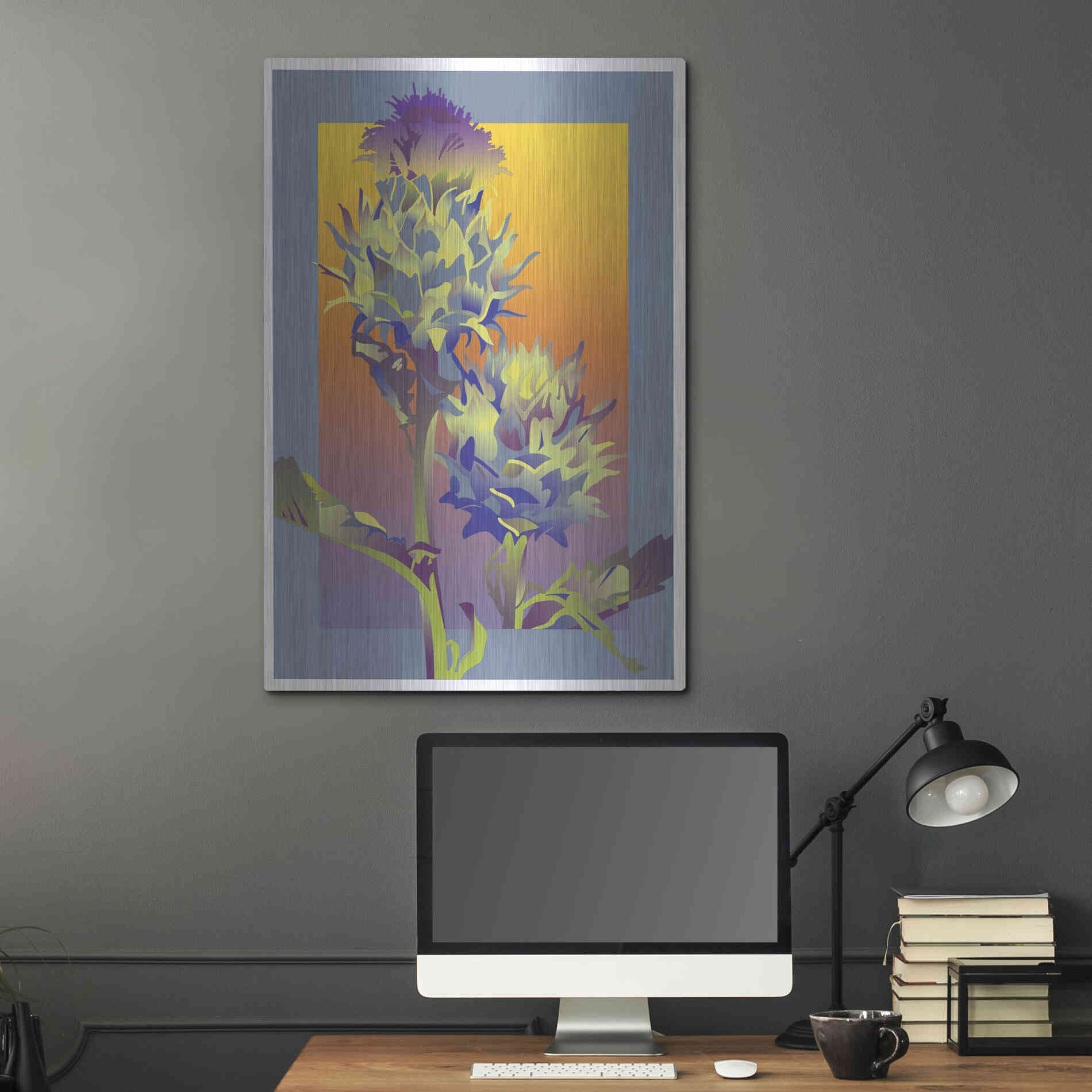 Luxe Metal Art 'Blue Thistle' by David Chestnutt, Metal Wall Art,24x36