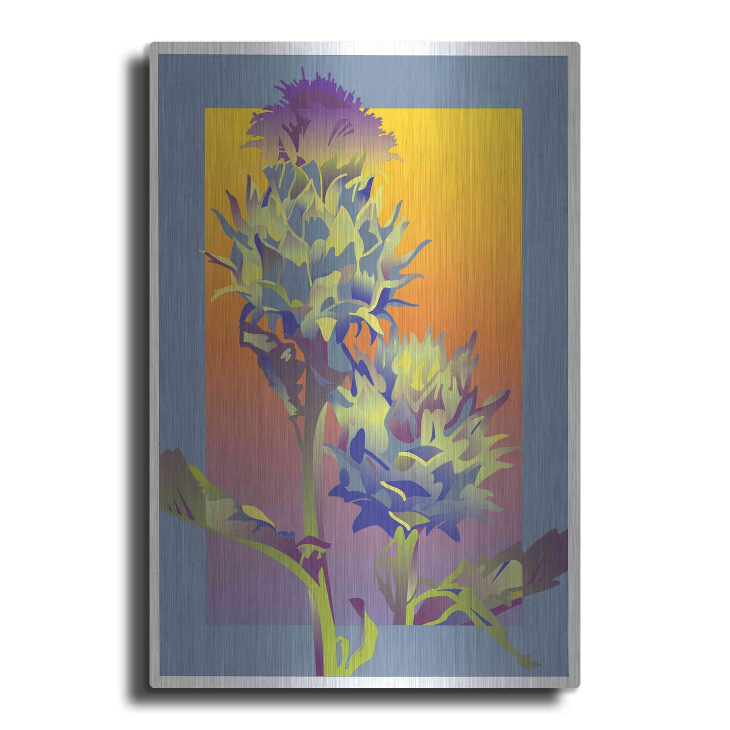 Luxe Metal Art 'Blue Thistle' by David Chestnutt, Metal Wall Art