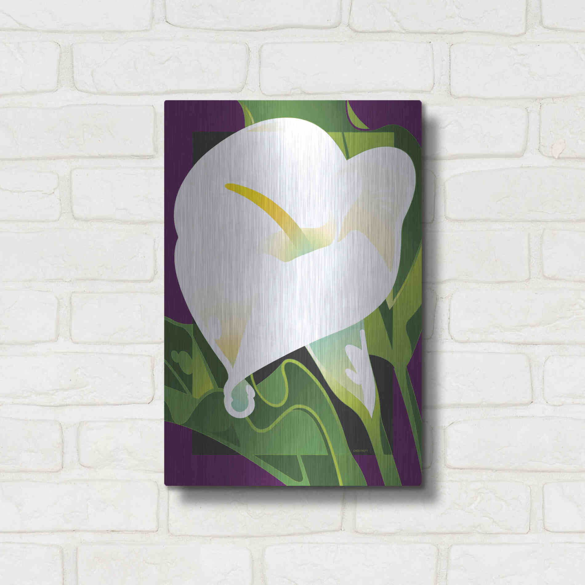 Luxe Metal Art 'Calla Lily' by David Chestnutt, Metal Wall Art,12x16