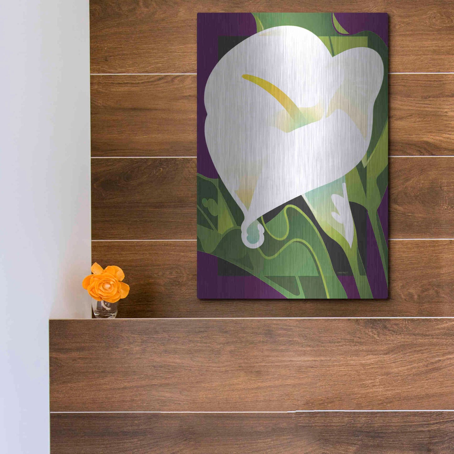 Luxe Metal Art 'Calla Lily' by David Chestnutt, Metal Wall Art,12x16
