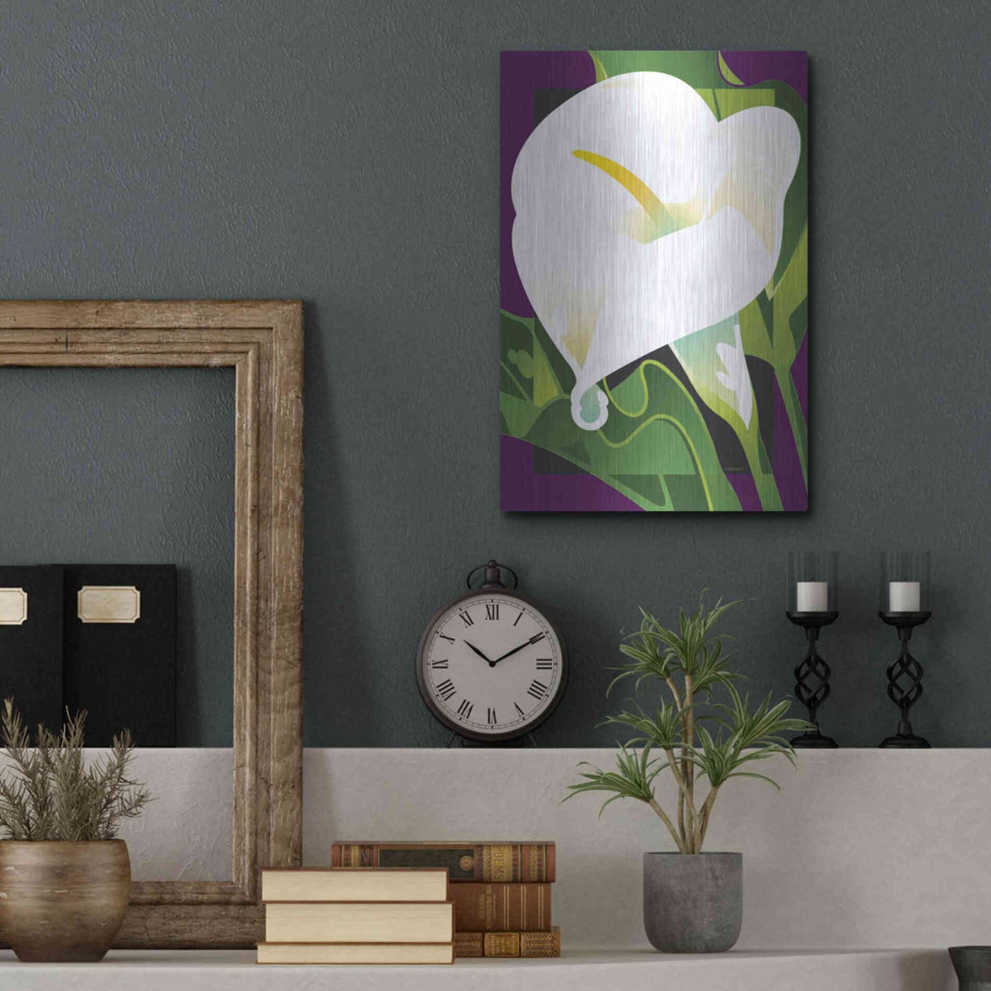Luxe Metal Art 'Calla Lily' by David Chestnutt, Metal Wall Art,12x16