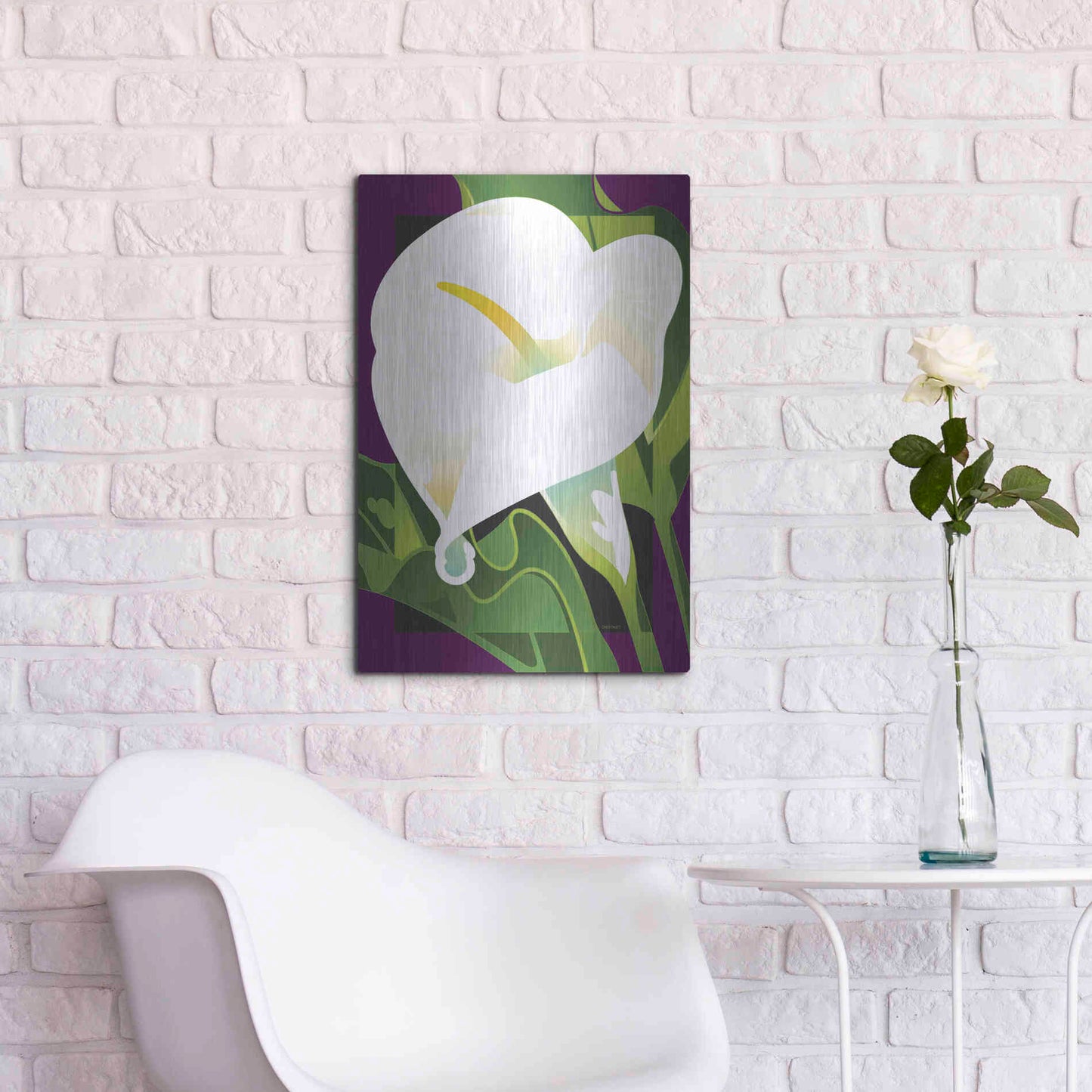 Luxe Metal Art 'Calla Lily' by David Chestnutt, Metal Wall Art,16x24