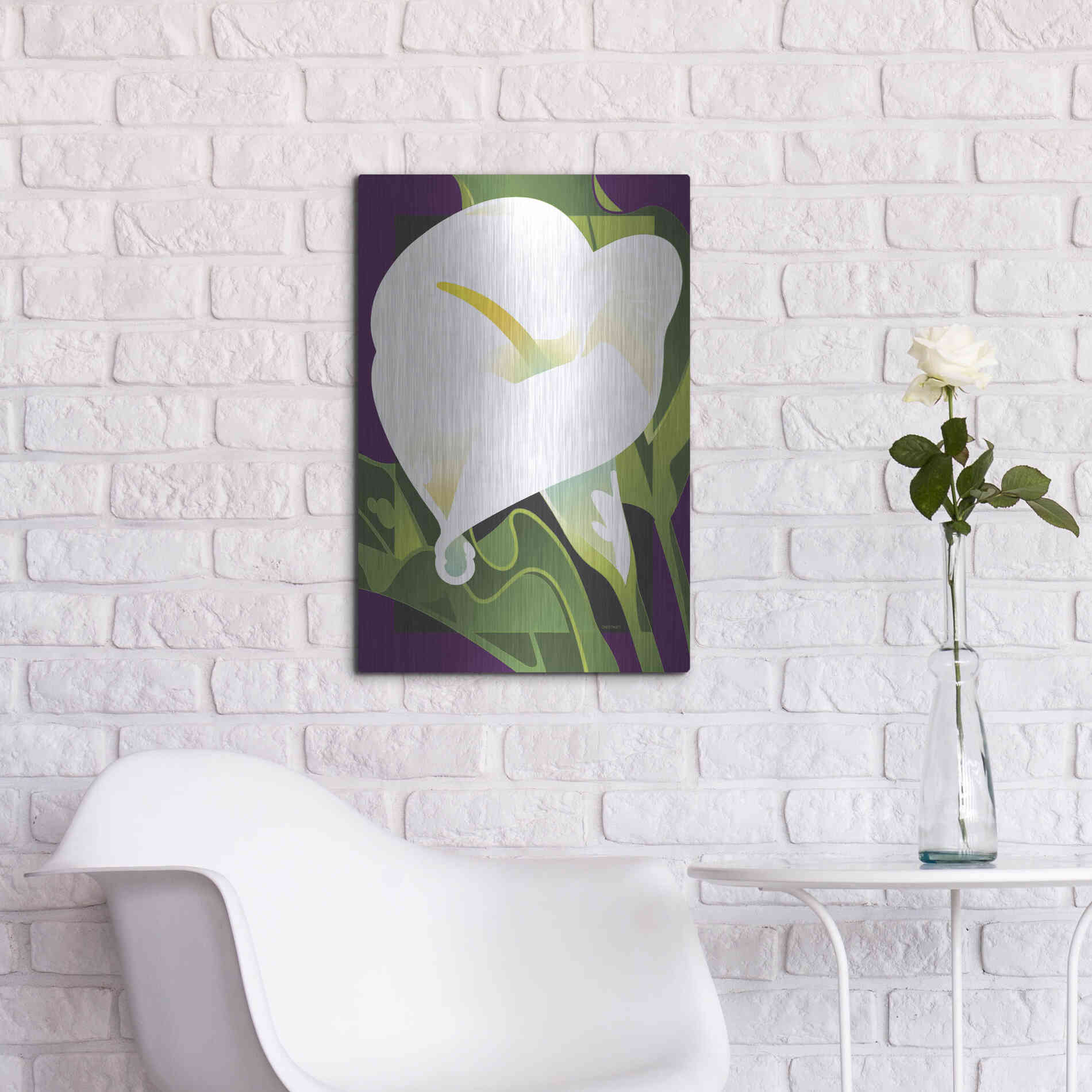 Luxe Metal Art 'Calla Lily' by David Chestnutt, Metal Wall Art,16x24