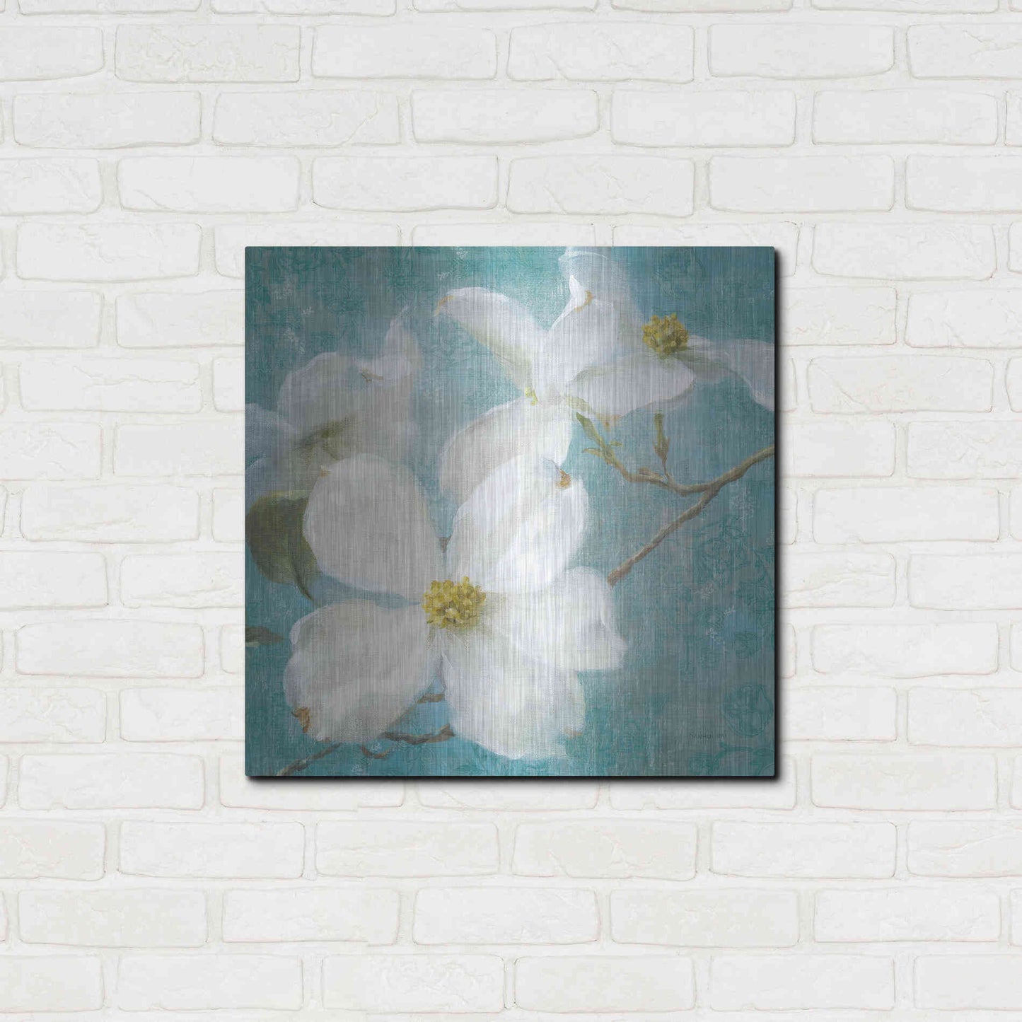 Luxe Metal Art 'Indiness Blossom Square Vintage I' by Danhui Nai, Metal Wall Art,24x24