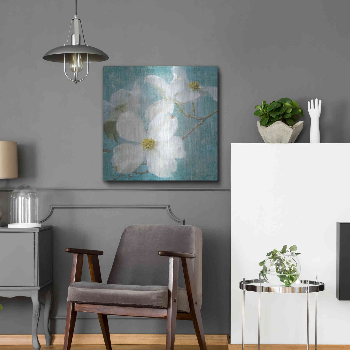 Luxe Metal Art 'Indiness Blossom Square Vintage I' by Danhui Nai, Metal Wall Art,24x24