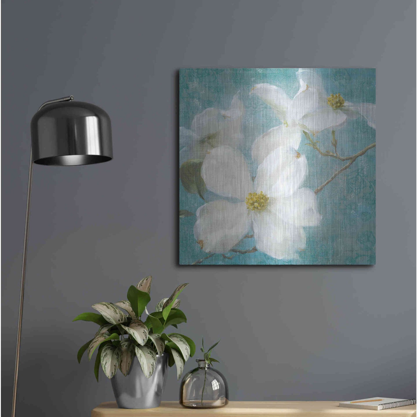 Luxe Metal Art 'Indiness Blossom Square Vintage I' by Danhui Nai, Metal Wall Art,24x24