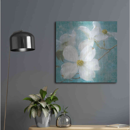 Luxe Metal Art 'Indiness Blossom Square Vintage I' by Danhui Nai, Metal Wall Art,24x24