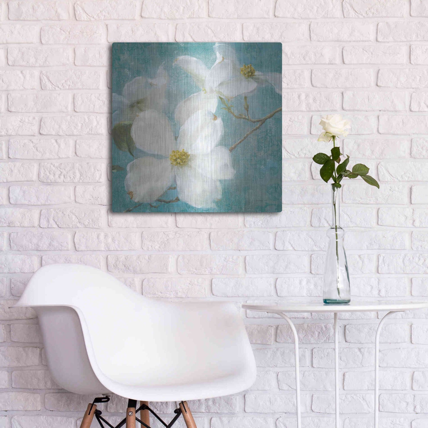 Luxe Metal Art 'Indiness Blossom Square Vintage I' by Danhui Nai, Metal Wall Art,24x24