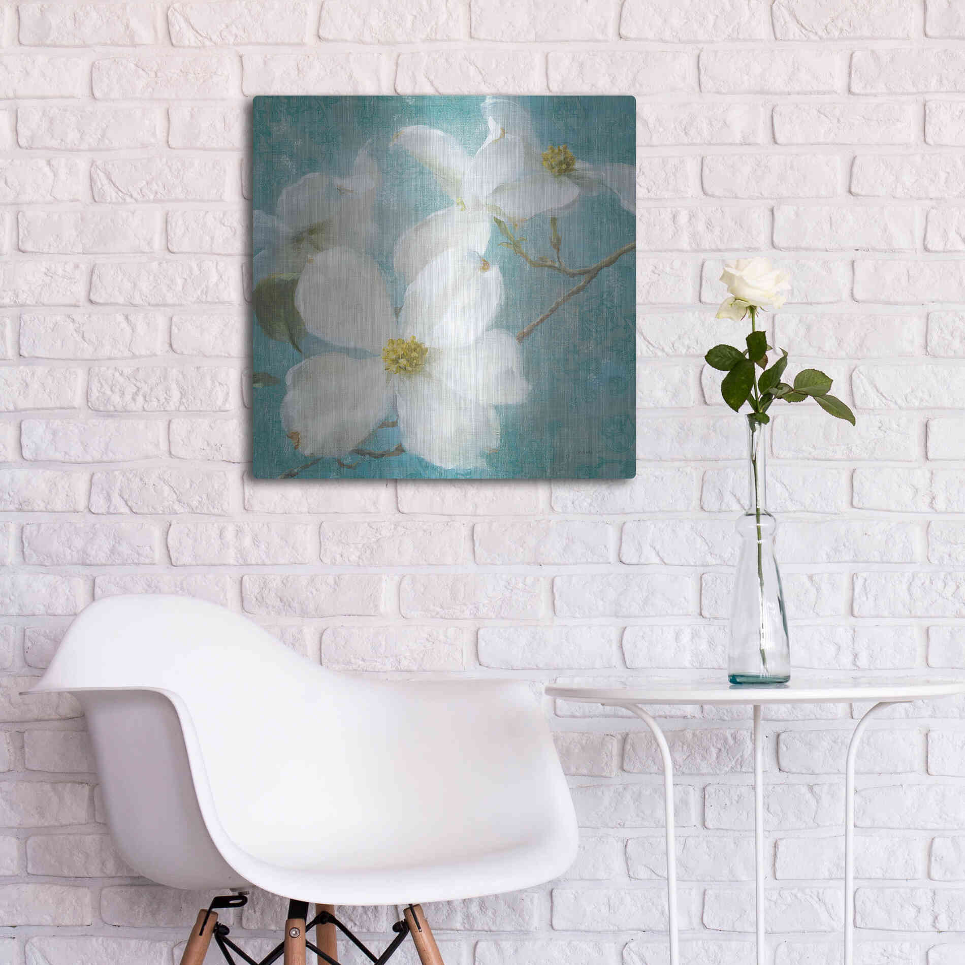 Luxe Metal Art 'Indiness Blossom Square Vintage I' by Danhui Nai, Metal Wall Art,24x24