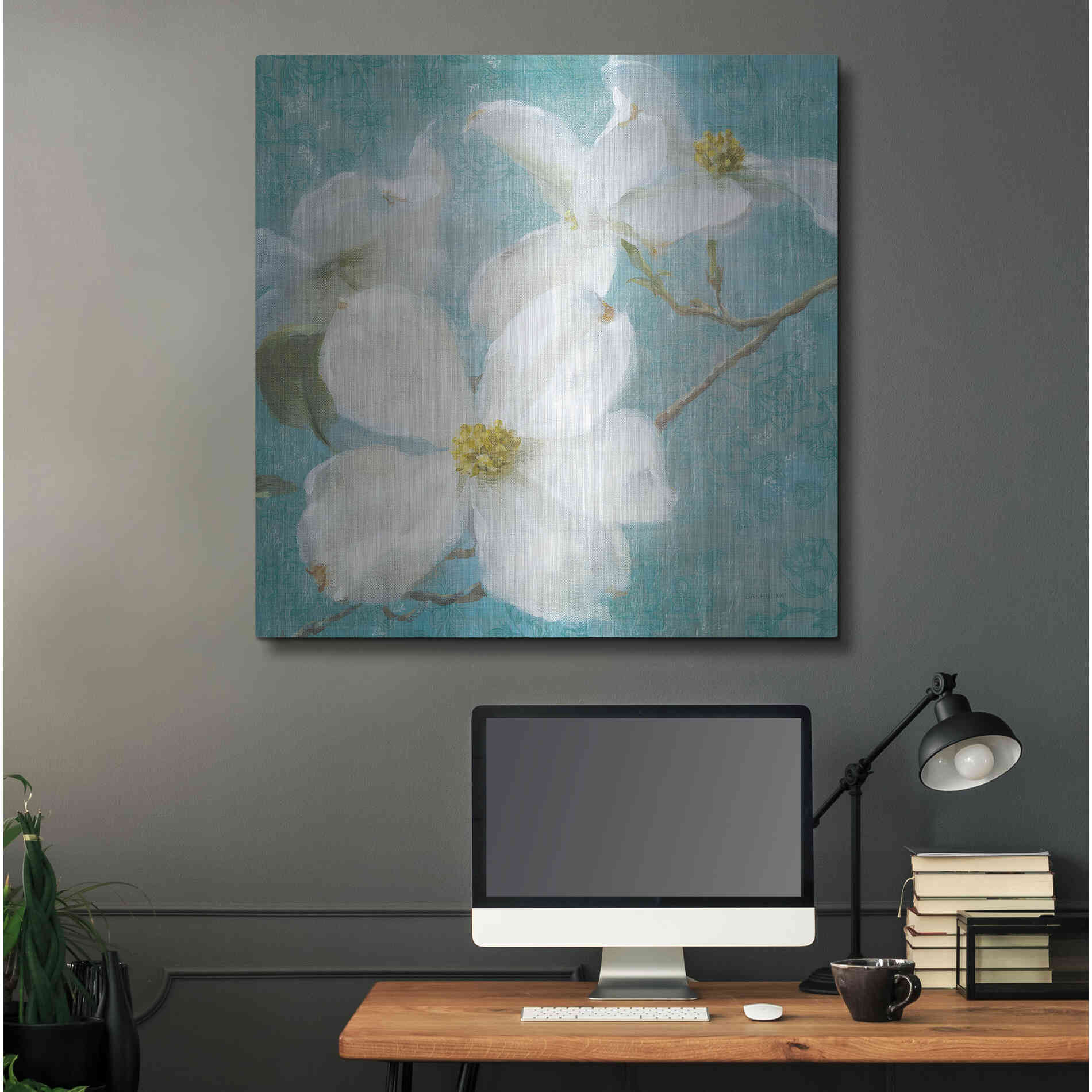 Luxe Metal Art 'Indiness Blossom Square Vintage I' by Danhui Nai, Metal Wall Art,36x36