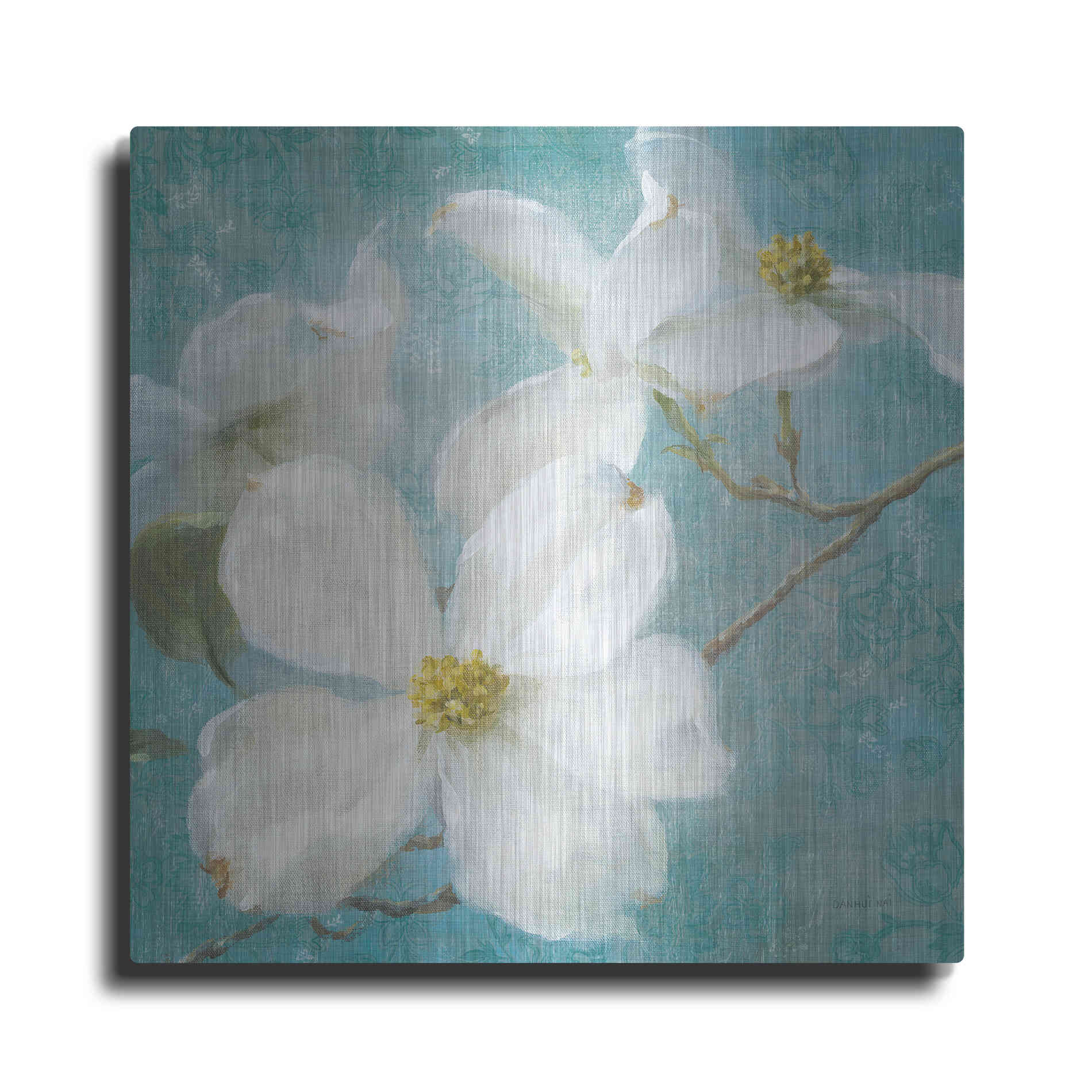 Luxe Metal Art 'Indiness Blossom Square Vintage I' by Danhui Nai, Metal Wall Art