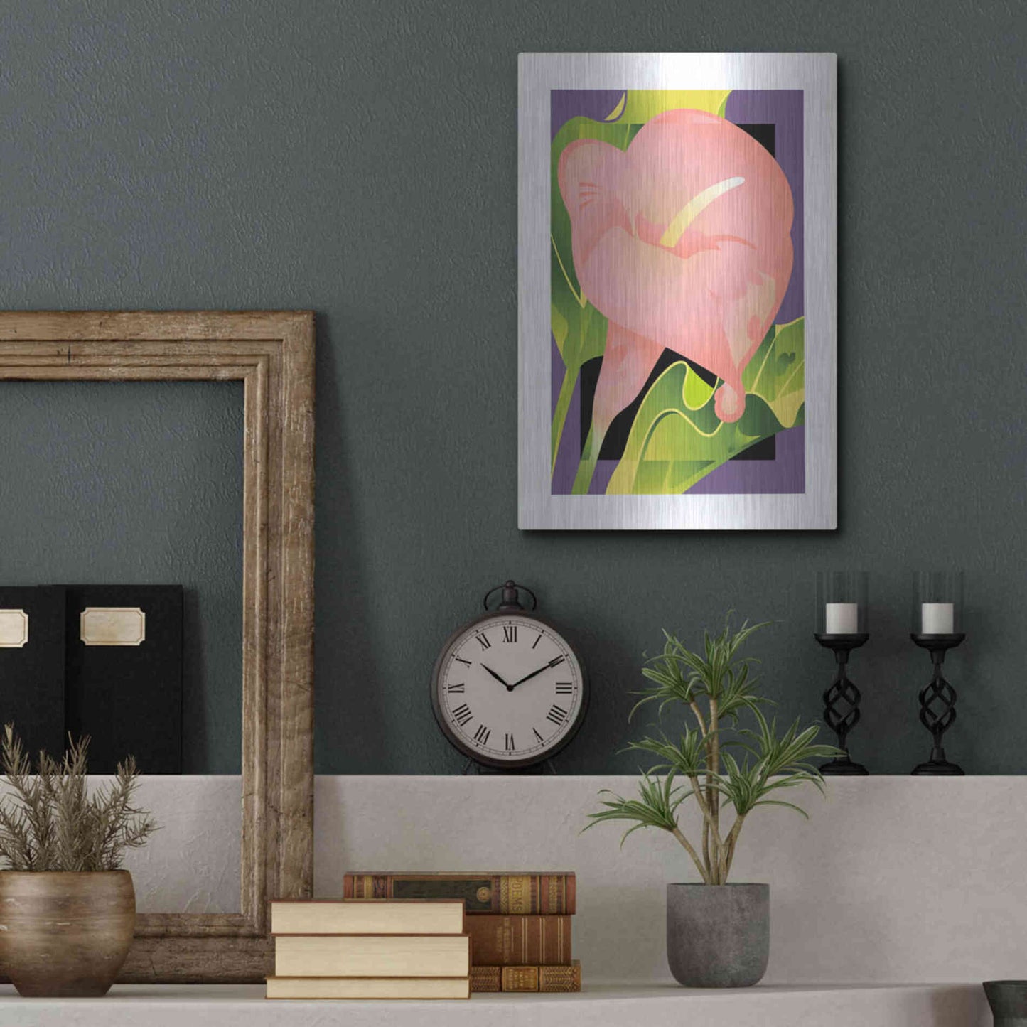 Luxe Metal Art 'Calla Pink' by David Chestnutt, Metal Wall Art,12x16