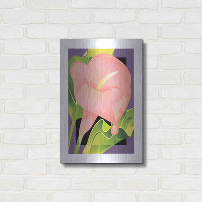 Luxe Metal Art 'Calla Pink' by David Chestnutt, Metal Wall Art,16x24