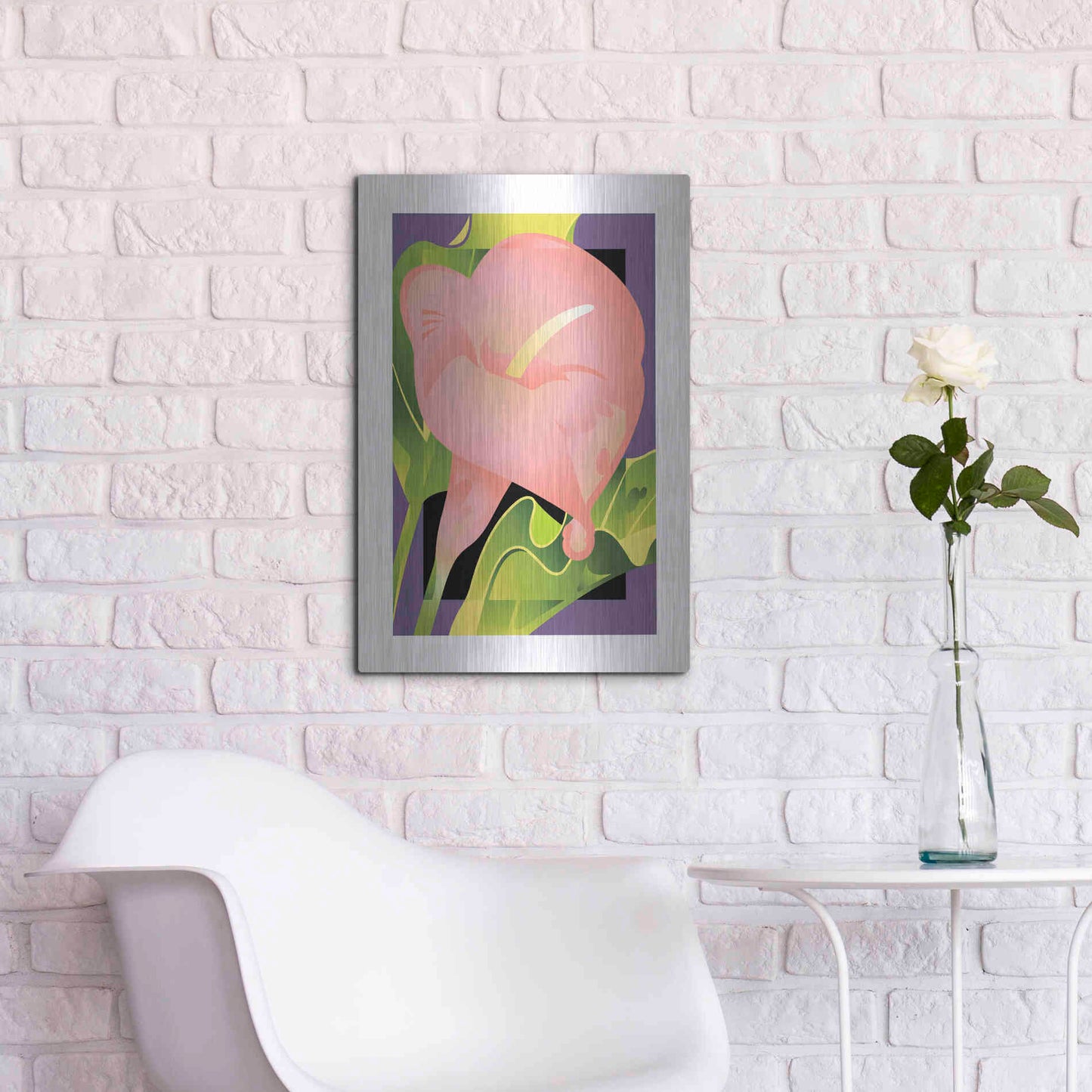 Luxe Metal Art 'Calla Pink' by David Chestnutt, Metal Wall Art,16x24