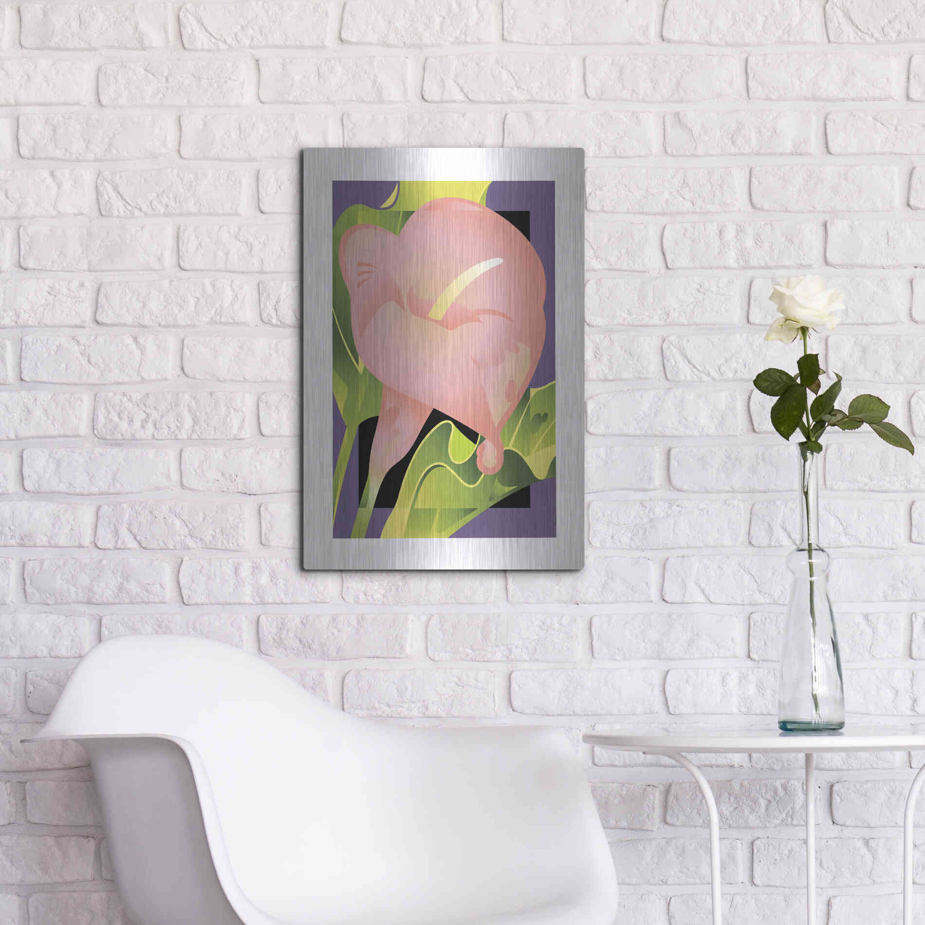 Luxe Metal Art 'Calla Pink' by David Chestnutt, Metal Wall Art,16x24