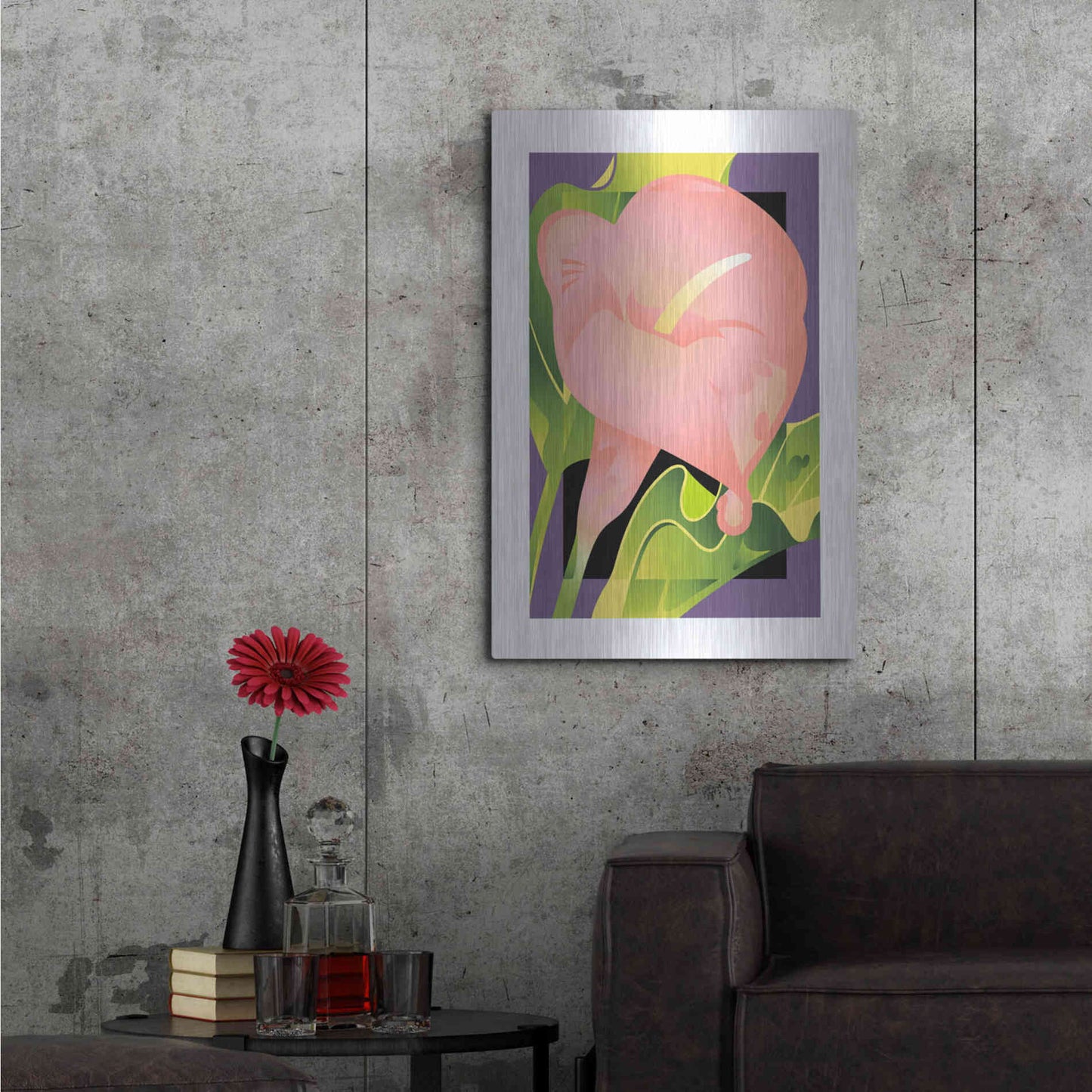 Luxe Metal Art 'Calla Pink' by David Chestnutt, Metal Wall Art,24x36