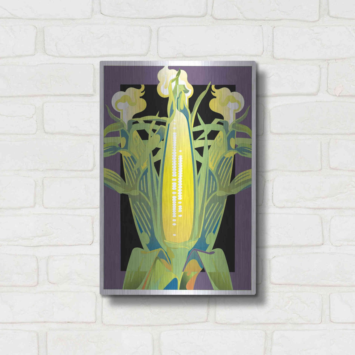 Luxe Metal Art 'Corn' by David Chestnutt, Metal Wall Art,12x16