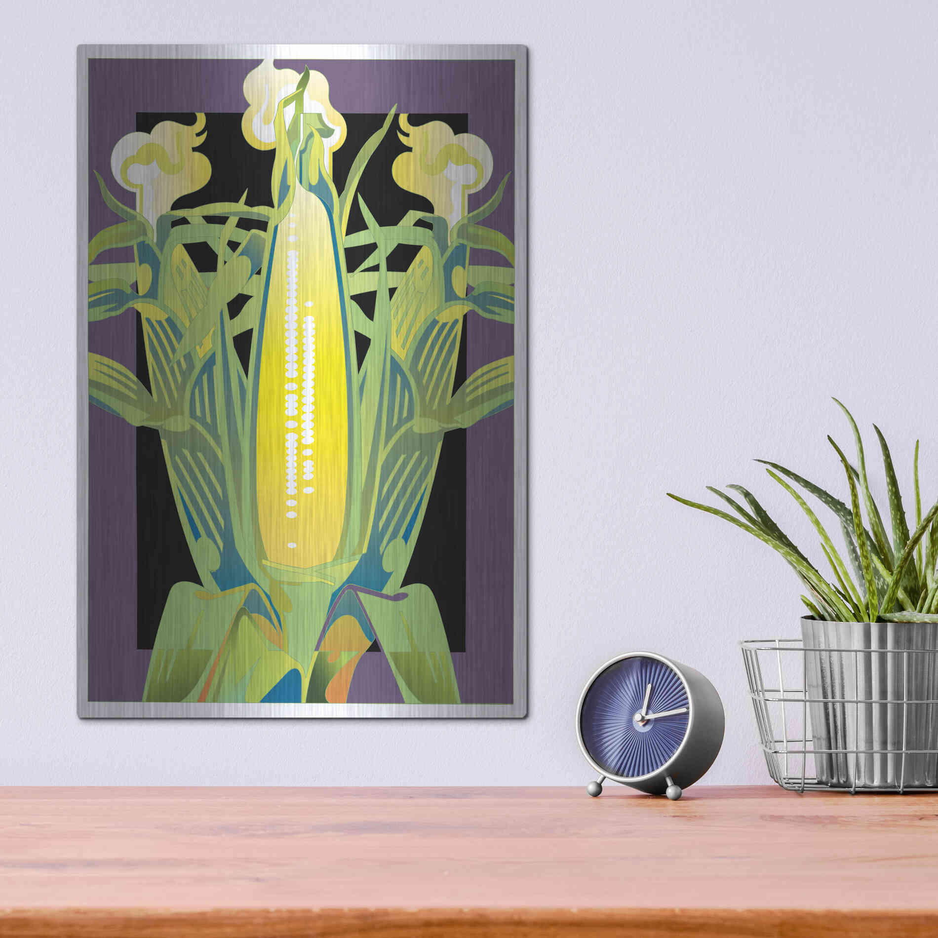 Luxe Metal Art 'Corn' by David Chestnutt, Metal Wall Art,12x16